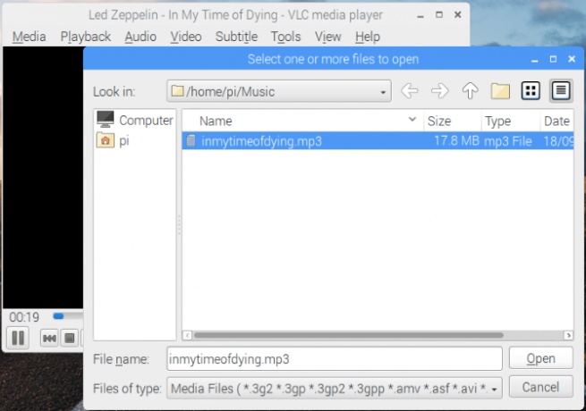 Putar audio dalam Raspbian dengan VLC Player