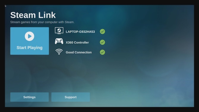 Menu konfigurasi Main Steam Link