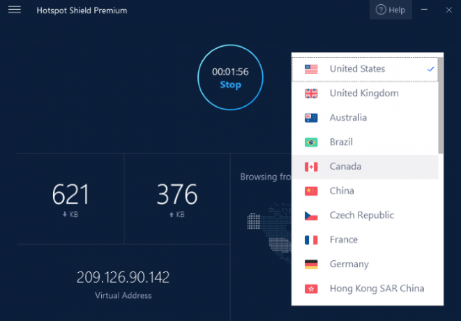 Hotspot Shielf menyediakan server VPN di 25 negara