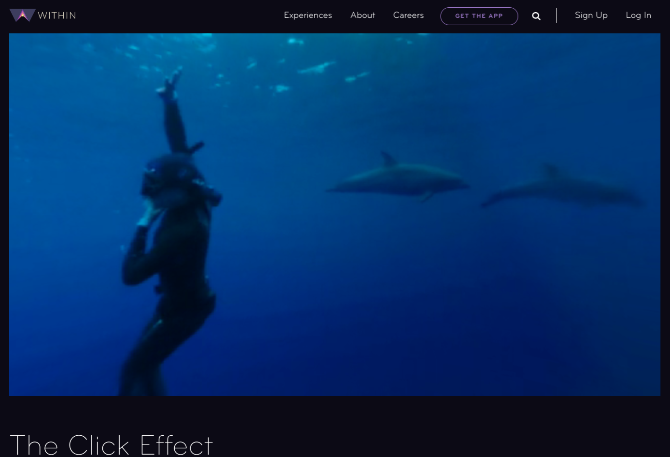 Menyelam di bawah air untuk melihat bagaimana lumba-lumba dan paus berkomunikasi dalam The Click Effect, film pendek realitas virtual 