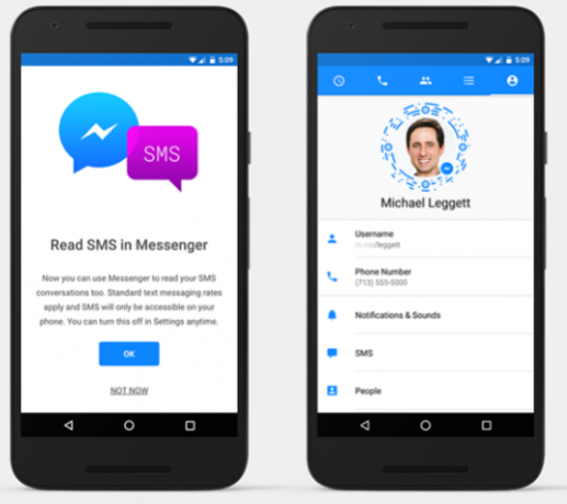 SMS Facebook Messenger