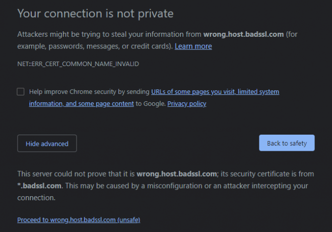 Peringatan Keamanan Bypass Chrome