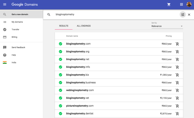 mencari domain di Google Domains