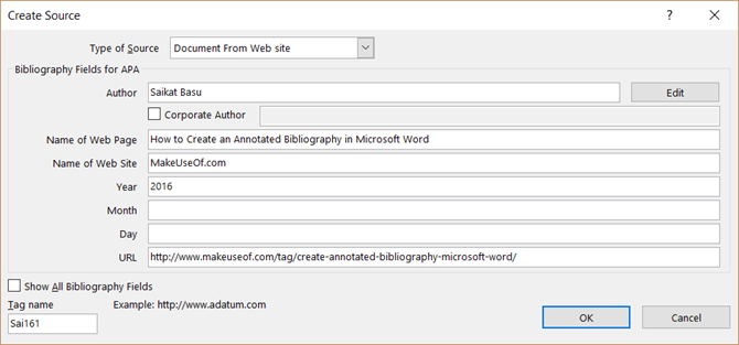 Panduan Sederhana untuk Microsoft Word Referensi Tab MSWord BibliographyCreateSource