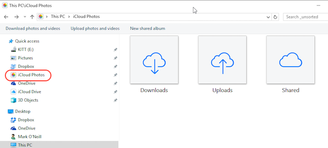 Foto Panel Kontrol iCloud di Screenshot Windows File Explorer