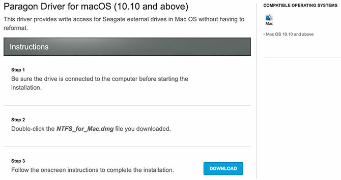 Driver Paragon NTFS untuk macOS dari Seagate