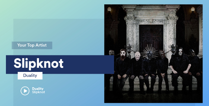 Artis top saya, Slipknot, seperti yang ditampilkan oleh Spotify. Aku