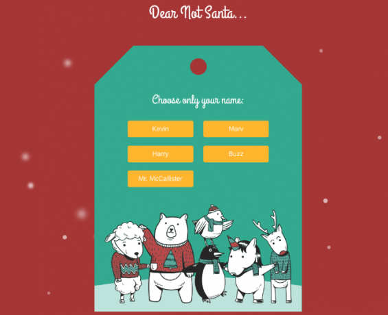 Not Santa adalah generator pertandingan Secret Santa yang paling sederhana