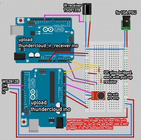 Cara Membangun Lampu Awan dengan Diagram pengkabelan kabel lampu awan Suara Reaktif