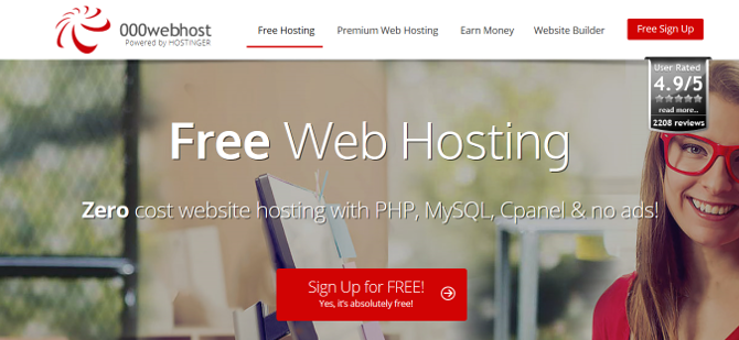 Layanan Hosting Website Gratis Terbaik pada tahun 2019, web host 000webhost