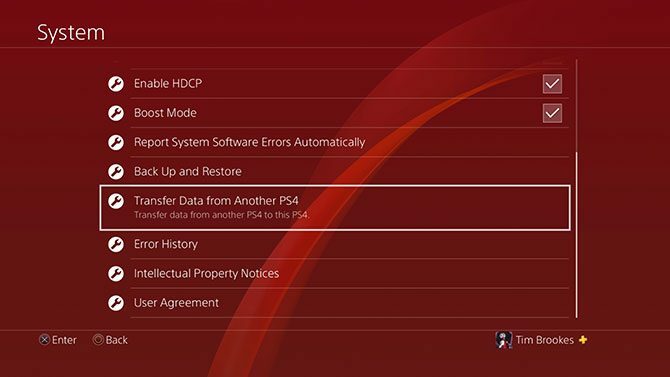 Transfer Data PS4 di Menu Sistem