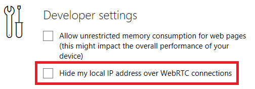 pengaturan tepi microsoft - WebRTC