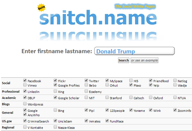 Gunakan Snitch. Nama untuk Pencarian Situs Jejaring Sosial untuk Orang snitchname 670x456