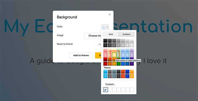 Kustom Google Gradient Slides Pilih Gradient