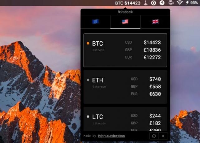 Aplikasi Bilah Menu bitdock-Mac