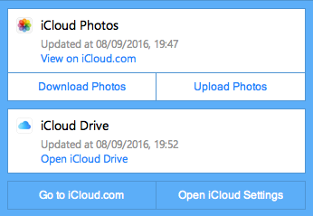 Screenshot Status Panel Kontrol iCloud