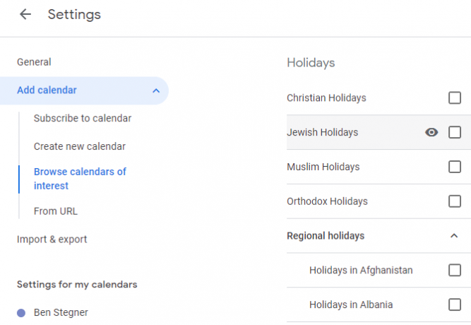 Kalender Google Holidays