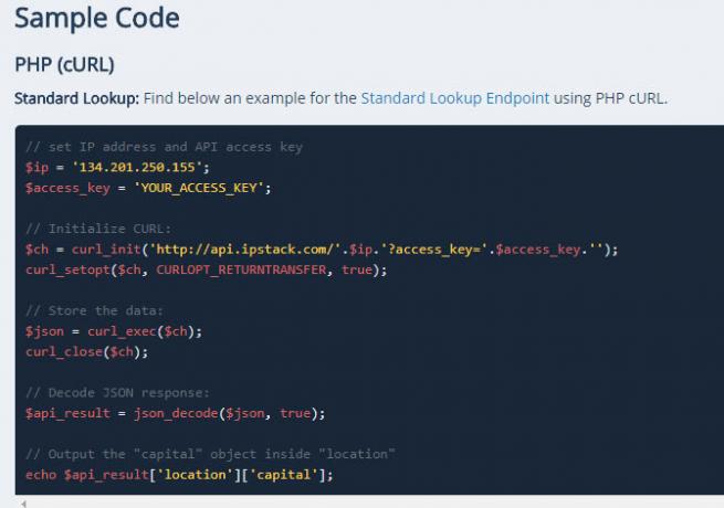 ipstack ip geolocation Contoh PHP