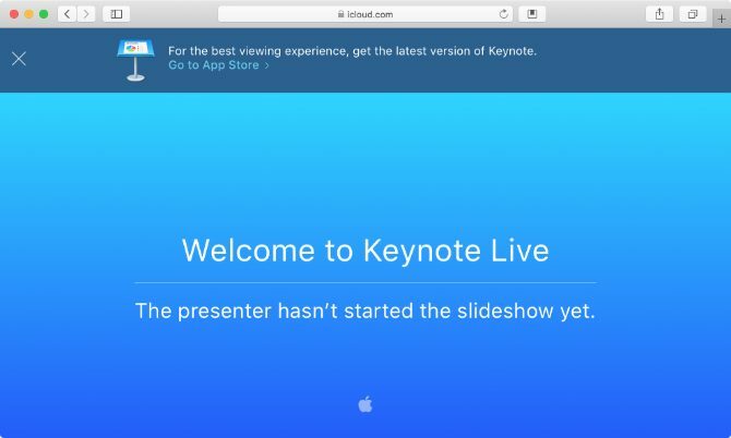 Keynote Live waiting page di Safari