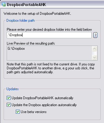 jadikan dropbox portable