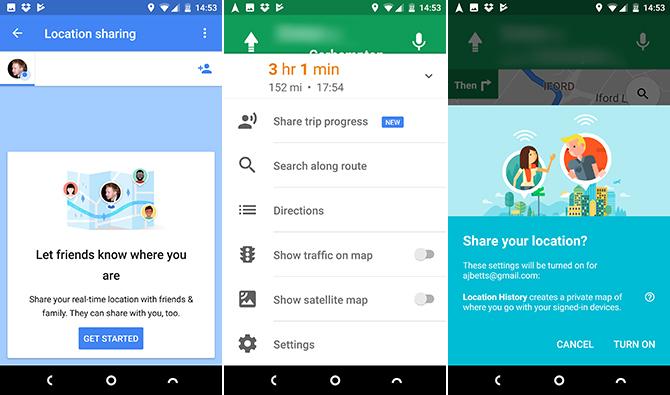 google maps kemajuan perjalanan berbagi android