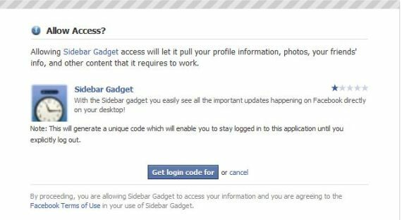 sidebar login facebook