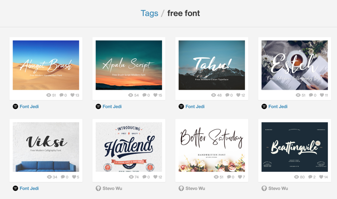 Halaman Font Dribbble Gratis