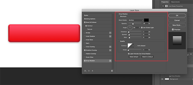 Terapkan Drop Shadow ke Rectangle di Photoshop