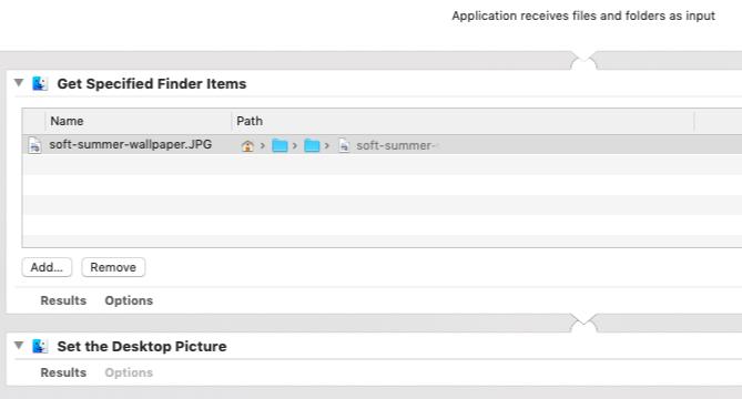 Aplikasi automator untuk mengatur gambar desktop tertentu pada Mac
