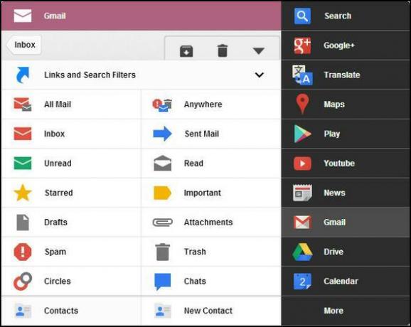 Menu Hitam: Akses Semua Layanan Google dalam Menu Tunggal [Chrome] Menu yang dapat diperluas Gmail