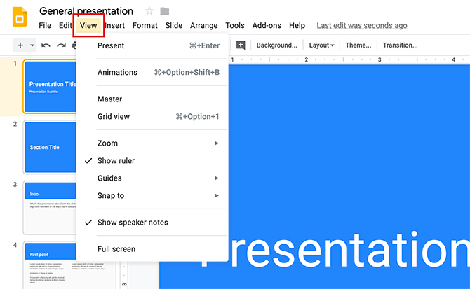 Cara Membuat Presentasi Menu Tampilan Slide Google