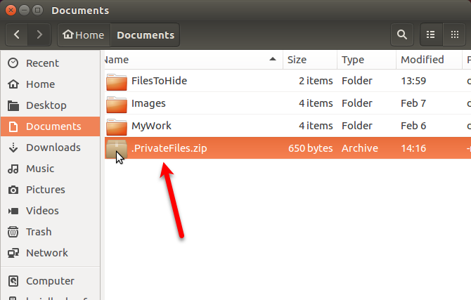 File ZIP tersembunyi ditampilkan di Nautilus di Ubuntu