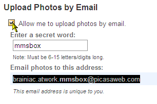 Kirim Foto Anda Ke Album Web Picasa Anda Dengan Email memungkinkan unggahan