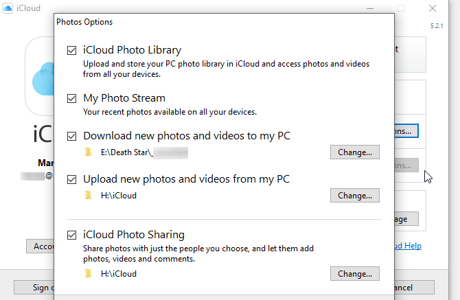 Screenshot Pilihan Foto Panel Kontrol iCloud