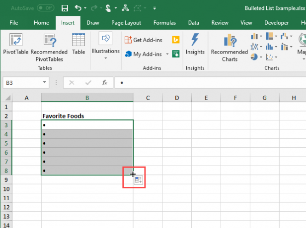 Gunakan IsiOtomatis di Excel untuk menyalin dan menempelkan peluru