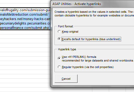 cara mengkonversi hyperlink teks ke url di excel