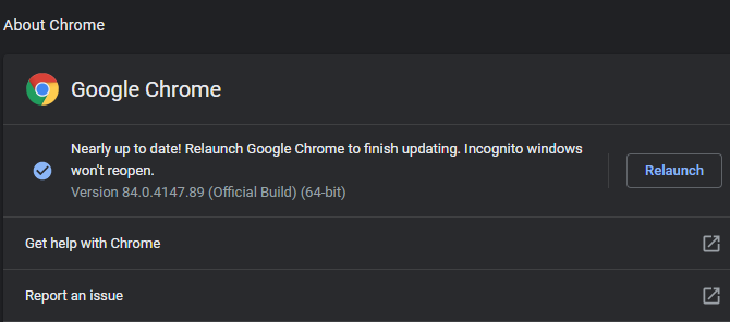 Chrome Periksa Pembaruan
