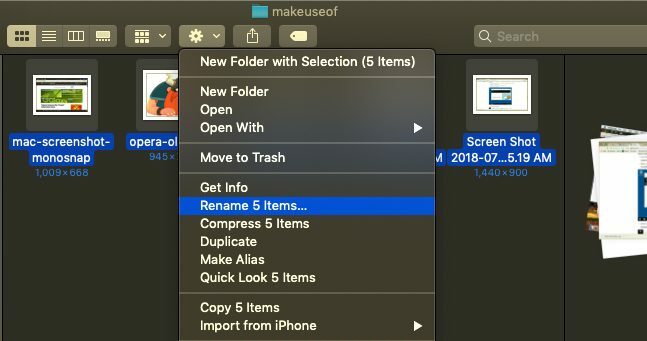 Ganti nama banyak file di macOS finder