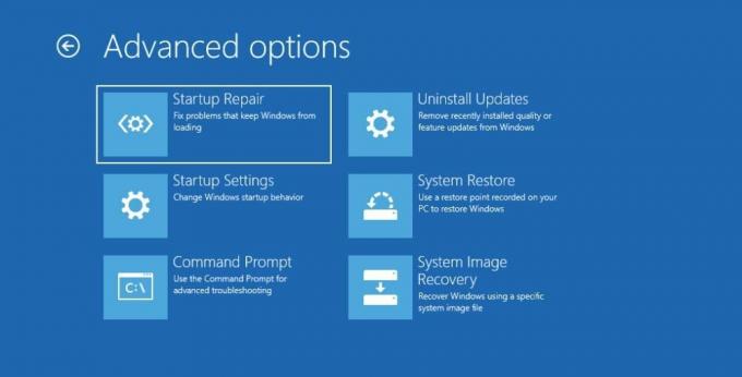 Menu opsi lanjutan Windows dalam opsi startup lanjutan