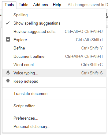 Pengetikan Suara Google Doc: Senjata Rahasia untuk Produktivitas, menu pengetikan suara google docs