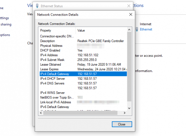 rincian koneksi jaringan router alamat ip windows