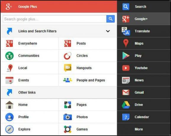 Menu Hitam: Akses Semua Layanan Google Dalam Menu Tunggal [Chrome] G menu yang dapat diperluas