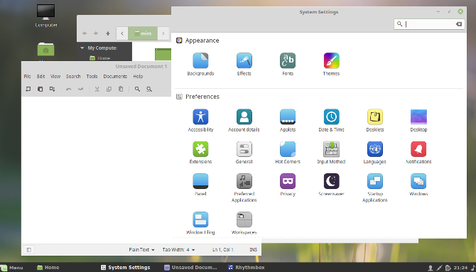 linux cinnamon desktop menjelaskan